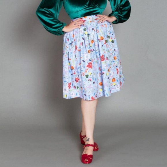 Pinup Couture Dresses & Skirts - PUG Bella Ice Blue First Frost Dapper Day Skirt